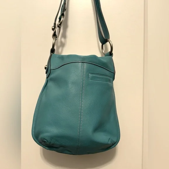 B. Makowsky Aqua Shoulder Bag with Silver Accents - Picture 5 of 8